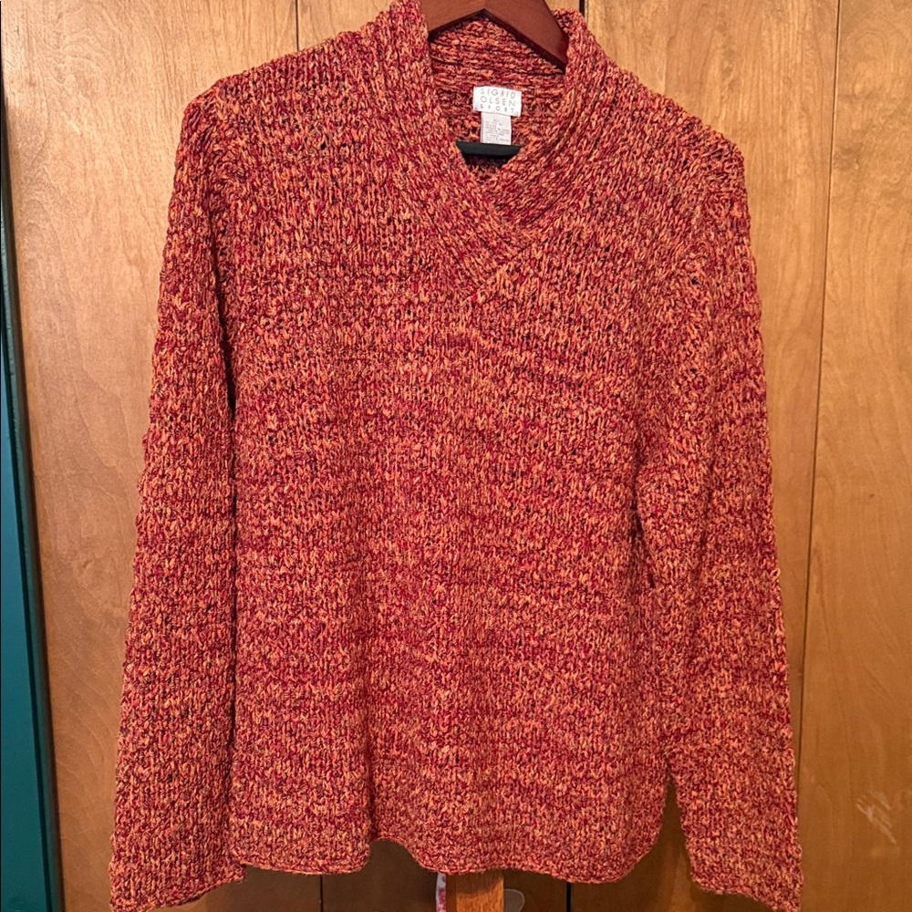 Sigrid Olsen Textured Red Cowl Neck Sweater